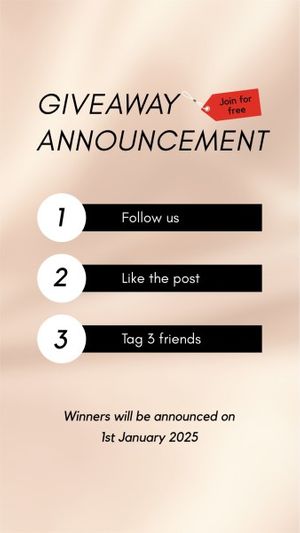 sale, promotion, shopping, Beige Giveaway Announcement Steps Instagram Story Template