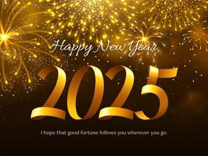 greeting, celebration, holiday, Gold Happy New Year Card Template