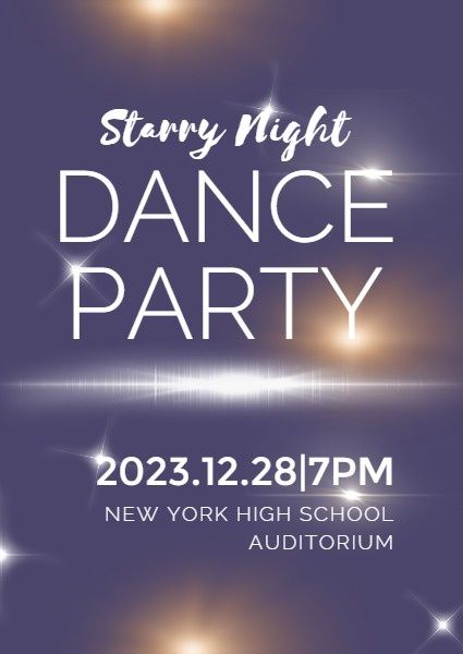 starry, night, friends, Sparkling Dance Party  Invitation Template