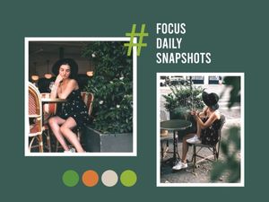life, fashion, girl, Green Focus Daily Snapshots Photo Collage 4:3 Template