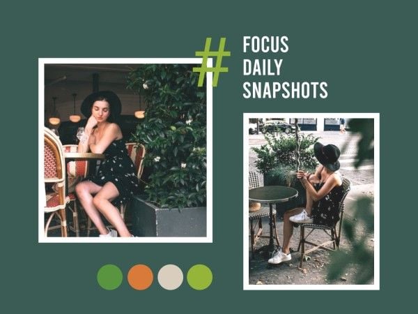 life, fashion, girl, Green Focus Daily Snapshots  Photo Collage 4:3 Template