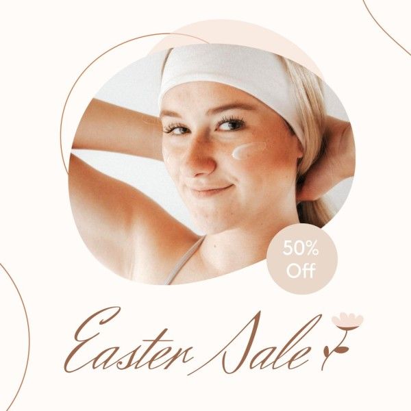 easter day, discount, promo, Ivory White Beauty Photo Easter Sale Instagram Post Template