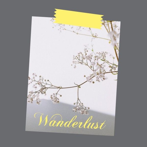 wanderlust, flowers, simple, Gray Flower Tree Life Quote Instagram Post Template