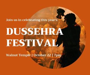light,  religion, religious, Orange Dussehra Festival Indian Celebration Facebook Post Template