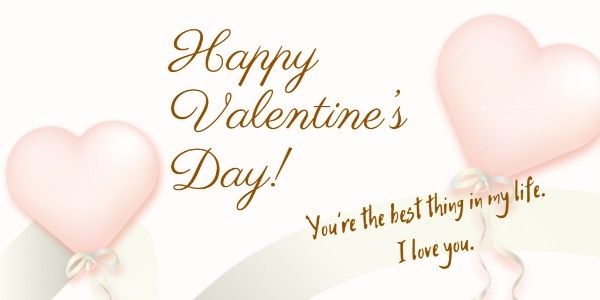 love, valentines day, couple, Simple White Happy Valentine's Day Pink Balloon Twitter Post Template