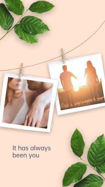 love, couple, valentine, Orange Polaroid Modern Collage Photo Collage 9:16 Template