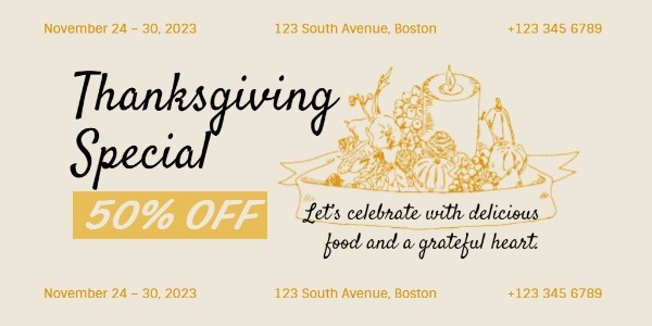 Thanksgiving Restaurant Special Offer Twitter Post