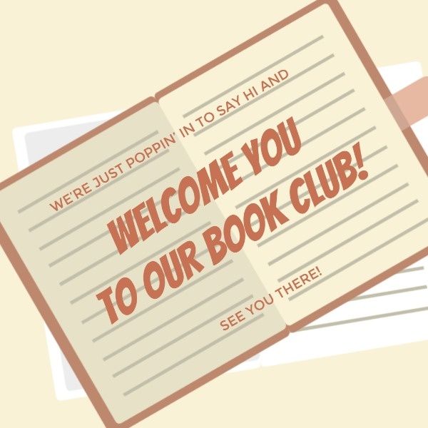 books, reading, education, Book Club Welcome Card Instagram Post Template