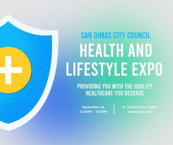 healthcare, medical, shield, Gradient Health And Lifestyle Expo Facebook Post Template