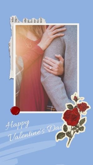 ブルーフラワーカップルバレンタインコラージュ Instagram Story