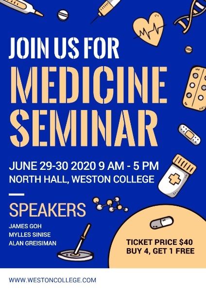 juin us, institute of medicine, ticket price, Medicine Seminar Poster Template
