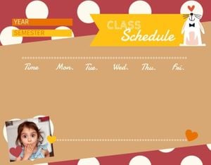 term, semester, blank, Brown And Red Background Class Schedule Template