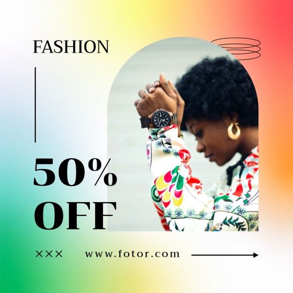 discount, promotion, online shop, Gradient Aesthetic Fashion Sale Instagram Post Template