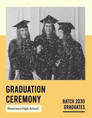 student, class, college, Yellow Graduation Ceremony Program Template