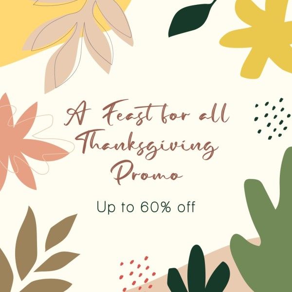 thank you, grateful, gratitude, Leaf Thanksgiving Sale Promotion Social Media Instagram Post Template