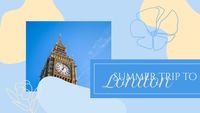 蓝色和黄色可爱的伦敦之旅博客 Youtube视频封面