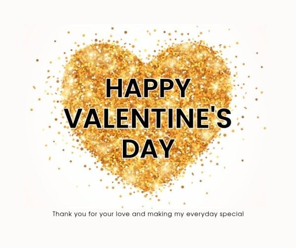 valentine day, valentines day, romantic, Gold Heart Illsuration Valentine Love Wish Facebook Post Template