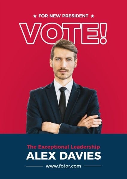 红色简单政治选举活动 英文海报