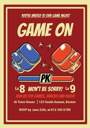 games, parties, gloves, Game On Boxing Party Invitation Template