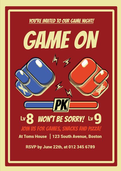 Game On Boxing Party Invitation