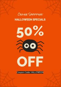 coupon, holiday, festival, Orange Halloween Super Sale  Flyer Template