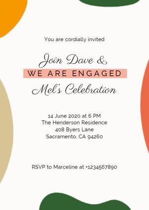 engaged, proposal, save the date, Simple White Engagement Party Invitation Template