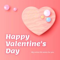 love, life, minimalist, Pink Heart Minimal Happy Valentines Day Instagram Post Template