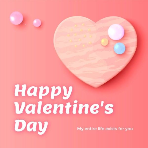 love, life, minimalist, Pink Heart Minimal Happy Valentines Day Instagram Post Template