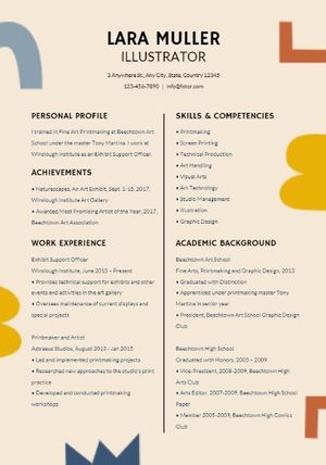 résumé, firm, office, Illustrator Retro Art Resume Template