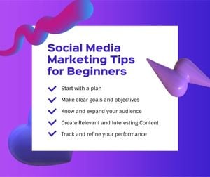 work, company, beginners, Blue Social Media Marketing Tips Facebook Post Template