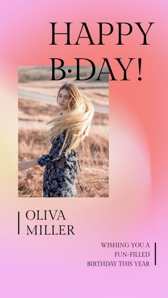 Pink Happy Birthday Instagram Story Template and Ideas for Design ...