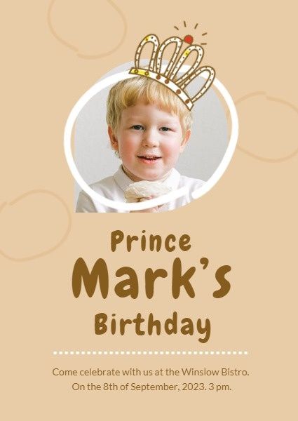 happy birthday, greeting, wishing, Yellow Little Prince's Birthday Invitation Template