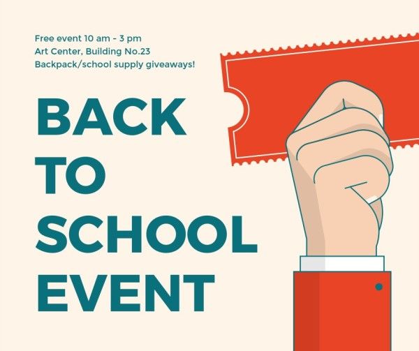 sale, promotion, new semester, Back To School Event Ticket  Facebook Post Template
