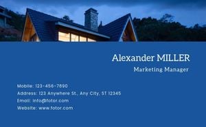 house, resident, home, Blue Marketing Manager Property Business Card Template