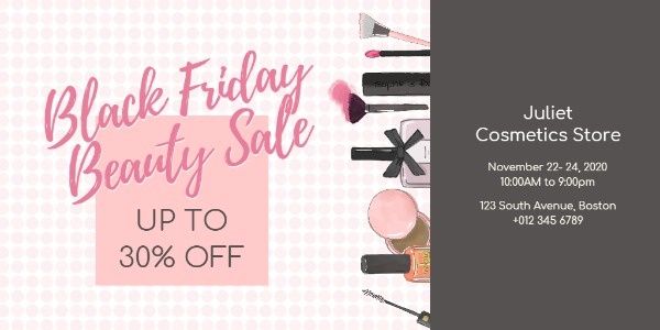 promotion, discount, business, Black Friday Beauty Sale Twitter Post Template