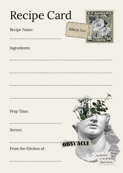 designer, designers, graphic design, Gray Background Recipe Card Template