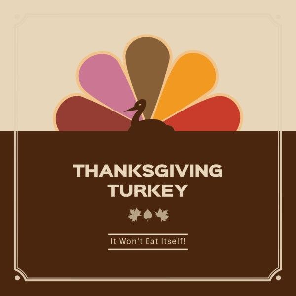 holiday, greeting, celebration, Brown Orange Turkey Thanksgiving Instagram Post Instagram Post Template