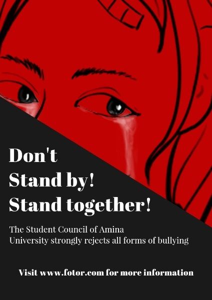 campus bullying, fear, school, Anti-Bullying Poster Template