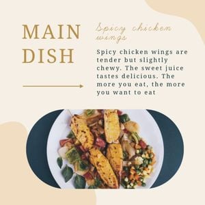 social media, food, menu,  White Main Dish Spicy Chicken Wings Instagram Post Template