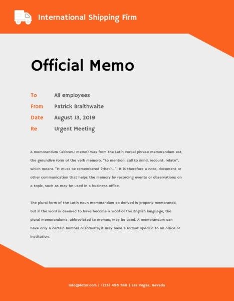 transport company, shipping, business, Orange And White Background Memo Memo Template
