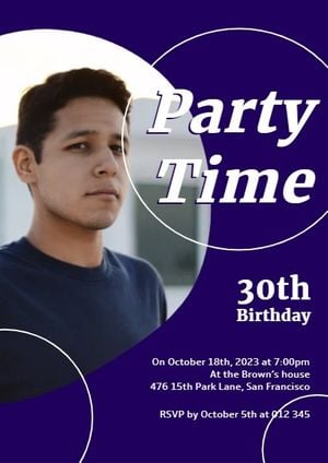 happy birthday, events, celebrate, Purple Man's Birthday Party Invitation Template
