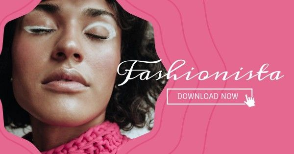ファッションフェイスブックアプリ広告のための写真とピンクの背景 Facebookアプリ広告