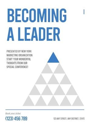 event, conference, marketing, Simple White Becoming A Leader Book Poster Template