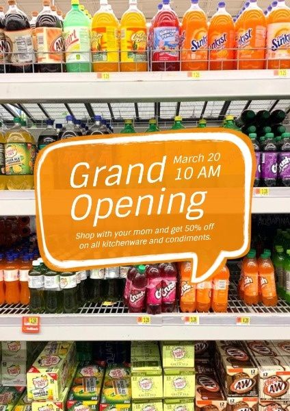 business, ad, store, Orange Market Grand Opening Sale Poster Template
