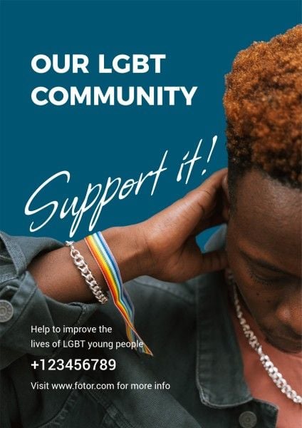 pride, lgbtq, love, Blue Modern Support LGBT Campaign Poster Template