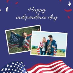 4 july, usa, festival, Blue Simple Happy Independence Day Photo Collage Instagram Post Template