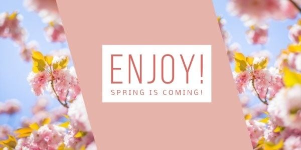 season, life, travel, Pink Spring Blossoms Banner Twitter Post Template