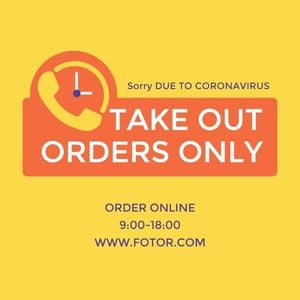 take out, order, medical, Orange Takeout Store Announcement Instagram Post Template