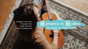 guitar, girl, subscribe, Brown Country Music Romance In Rodeo Youtube Channel Art Template