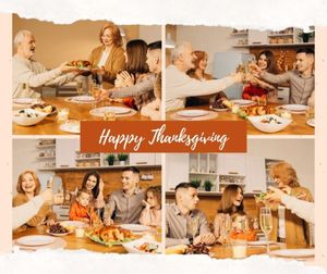 festival, holiday, wishing, Orange Thanksgiving Day Photo Collage Facebook Post Template